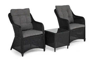 Marcus Caféset med 2 Fåtöljer m Dyna - Svart - Products - Utemöbler & utemiljö - Loungemöbler - Loungestol utomhus