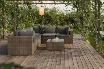 Marcus Loungegrupp - Brun / Svarta dynor - Products - Utemöbler & utemiljö - Loungemöbler - Loungeset & loungegrupp