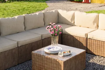 Marcus Loungegrupp - Sand / Vita dynor - Products - Utemöbler & utemiljö - Loungemöbler - Loungeset & loungegrupp