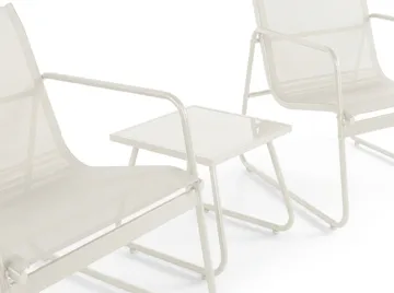 Pelanda Caféset Utomhus - Bord med frostad glasskiva och fåtöljer i stål - Beige - Products - Utemöbler & utemiljö - Loungemöbler - Loungeset & loungegrupp