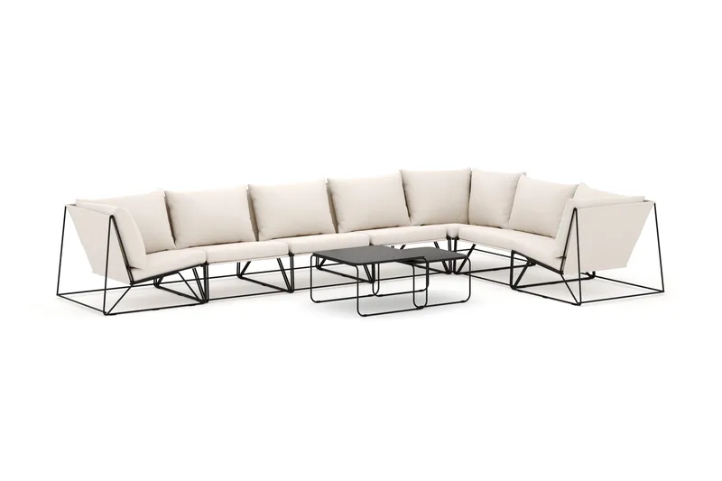 Usteryd utomhus L-soffa 7-sits vändbar - Svart/Beige - Products - Utemöbler & utemiljö - Loungemöbler - Loungesoffor
