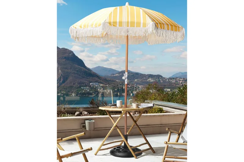 Teulon Parasoll 150 cm - Gul/Vit/Ljusbrun - Products - Utemöbler & utemiljö - Solskydd - Parasoll