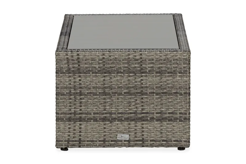 Bahamas Loungbord och Soffbord med hylla Utomhus 113 cm Konstrotting Glas - Grå - Products - Utemöbler & utemiljö - Utebord & trädgårdsbord - Loungebord & soffbord utomhus