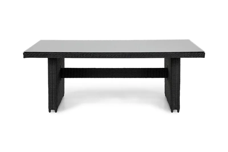 Marcus Stort Matbord Utomhus 200x100 cm – Utebord i konstrotting med glasskiva för Uteplats och Trädgård - Svart - Products - Utemöbler & utemiljö - Utebord & trädgårdsbord - Matbord utomhus