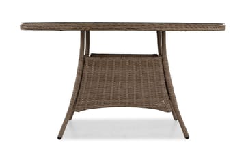 Marcus Stort Runt Matbord Utomhus 140 cm – Utebord i konstrotting med glasskiva för Uteplats och Trädgård - Natur Brun - Products - Utemöbler & utemiljö - Utebord & trädgårdsbord - Matbord utomhus