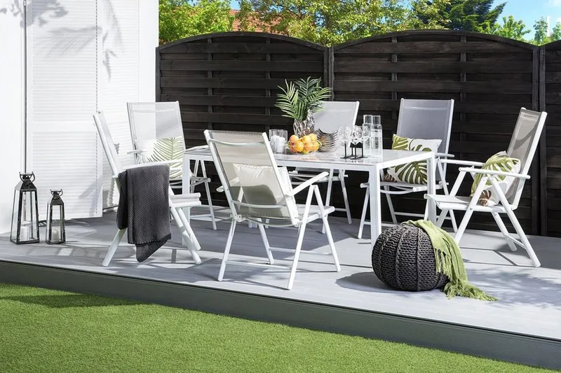 Catania Trädgårdsmöbelset Med Utebord+6 Utestolar, Grå