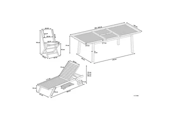 Cesana Trädgårdsmöbelset Med Utebord + 8 Utestolar+Schäslong 2 St - Trä/Natur - Products - Utemöbler & utemiljö - Utegrupp - Matgrupp utomhus