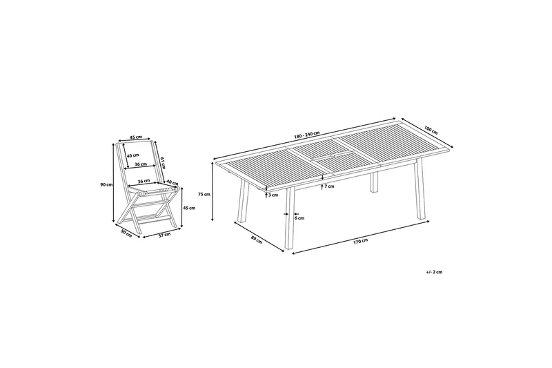 Cesana Trädgårdsmöbelset Med Utebord+8 Utestolar - Trä/Natur - Products - Utemöbler & utemiljö - Utegrupp - Matgrupp utomhus