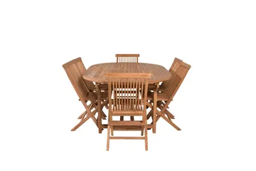 Kenya Matgrupp 180-240x120 cm + 6 Kenya Hopfällbar Stol - Brun - Products - Utemöbler & utemiljö - Utegrupp - Matgrupp utomhus