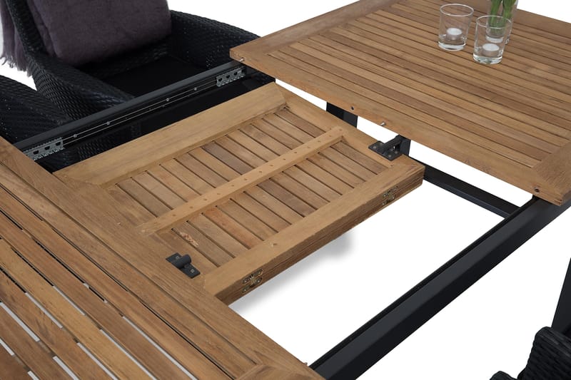 Las Vegas Matgrupp Utomhus 152-210 + 4 Thor Fåtölj - Svart/Teak - Products - Utemöbler & utemiljö - Utegrupp - Matgrupp utomhus