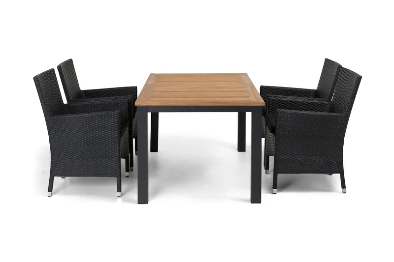 Las Vegas Matgrupp Utomhus 152-210 + 4 Thor Fåtölj, Svart/Teak