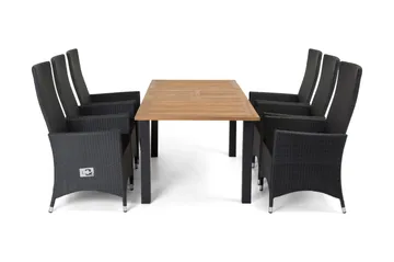 Las Vegas Matgrupp Utomhus 152-210 + 6 Jenny Ställbar Fåtölj - Teak/Svart - Products - Utemöbler & utemiljö - Utegrupp - Matgrupp utomhus