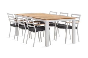 Las Vegas Matgrupp Utomhus 220-280 cm + 6 Oliver Matstol - Teak/Vit - Products - Utemöbler & utemiljö - Utegrupp - Matgrupp utomhus