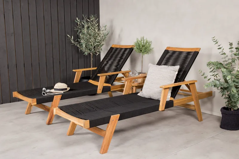 Little John Solsäng med Chania Bord Brun/Svart - Brun/Svart - Products - Utemöbler & utemiljö - Utegrupp - Cafegrupp & cafeset