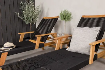 Little John Solsäng med Chania Bord Brun/Svart - Brun/Svart - Products - Utemöbler & utemiljö - Utegrupp - Cafegrupp & cafeset