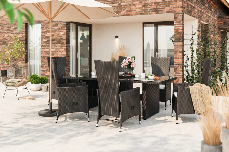 Majestic Matgrupp Utomhus 210 + 6 Jenny Ställbar Fåtölj - Svart - Products - Utemöbler & utemiljö - Utegrupp - Matgrupp utomhus