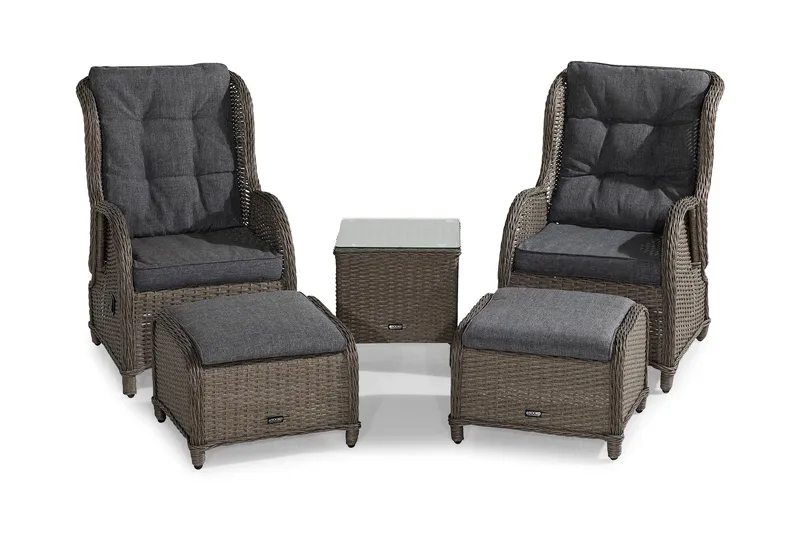 Marcus Caféset med 2 Reclinerfåtöljer Utomhus m Dyna - Grå - Products - Utemöbler & utemiljö - Utegrupp - Cafegrupp & cafeset