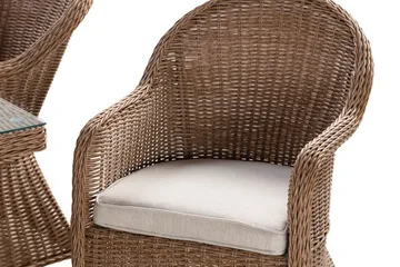 Marcus Matgrupp 140 Rund + 4 Light Fåtöljer m Dyna - Natur - Products - Utemöbler & utemiljö - Utegrupp - Matgrupp utomhus