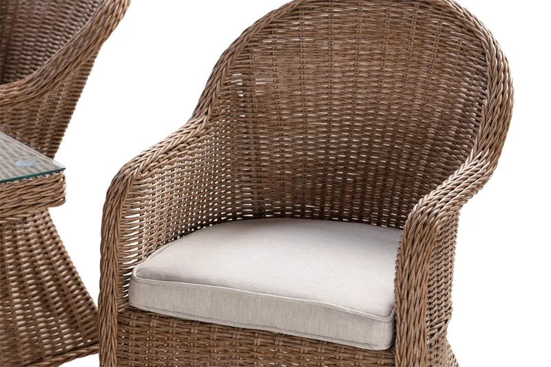 Marcus Matgrupp 140 Rund + 6 Light Fåtöljer m Dyna - Natur - Products - Utemöbler & utemiljö - Utegrupp - Matgrupp utomhus