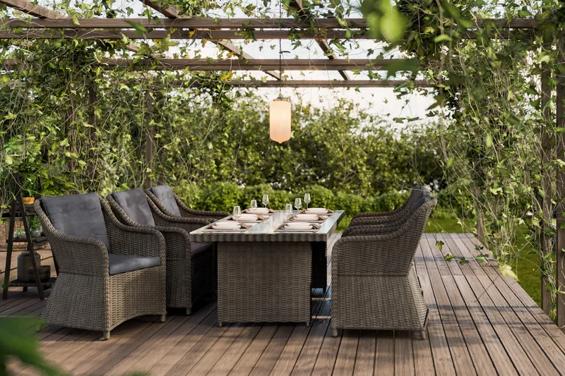 Marcus Matgrupp 200 + 6 Fåtöljer m Dyna - Grå - Products - Utemöbler & utemiljö - Utegrupp - Matgrupp utomhus