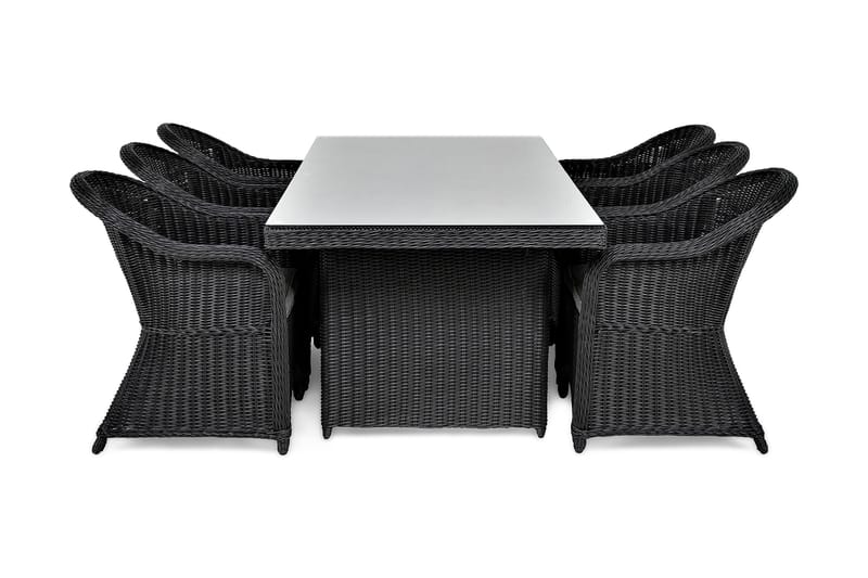 Marcus Matgrupp Utomhus 200 + 6 Light Fåtöljer m Dyna - Svart - Products - Utemöbler & utemiljö - Utegrupp - Matgrupp utomhus
