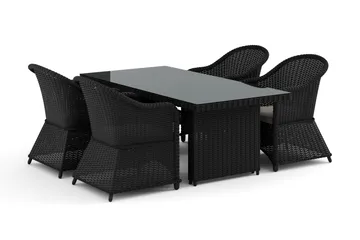 Marcus utomhus matgrupp 160x90 cm med 4 Marcus Light utefåtöljer