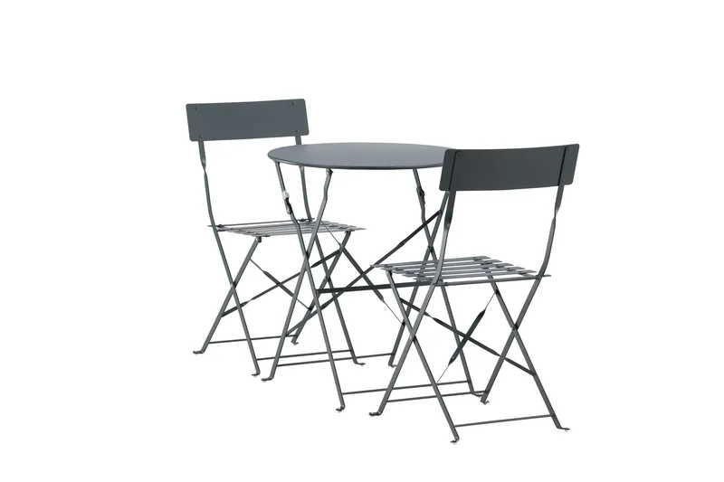 Marseille Caféset Rund Ø60 cm + 2 Matstolar Utomhus - Mörkgrå - Products - Utemöbler & utemiljö - Utegrupp - Cafegrupp & cafeset