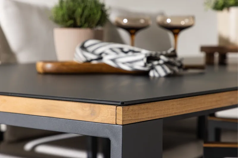 Aspvik Matgrupp 200x100cm - Svart/Teak - Products - Utemöbler & utemiljö - Utegrupp - Matgrupp utomhus