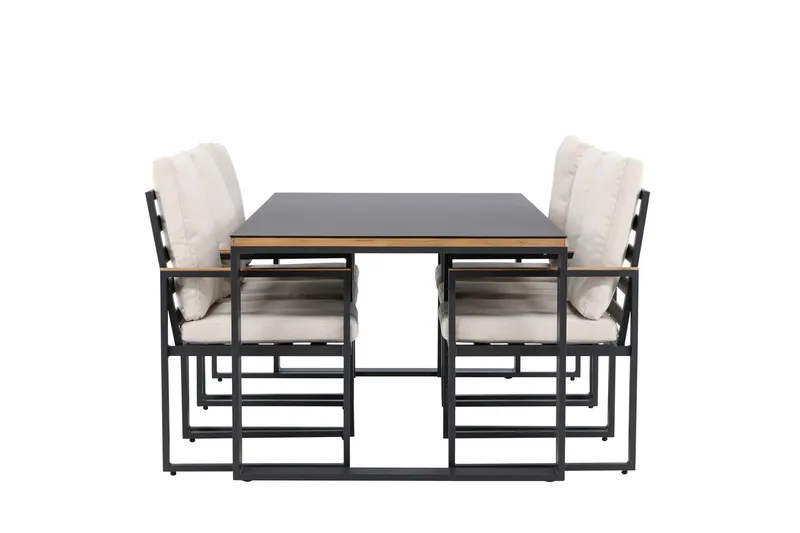 Aspvik Matgrupp 200x100cm - Svart/Teak - Products - Utemöbler & utemiljö - Utegrupp - Matgrupp utomhus