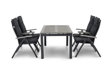 Monaco Matgrupp Utomhus 152-210 + 4 Positionsstol Lyx - Svart/Svart - Products - Utemöbler & utemiljö - Utegrupp - Matgrupp utomhus