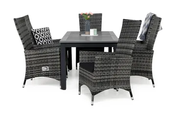 Monaco Matgrupp Utomhus 152-210 + 6 Jenny Ställbar Fåtölj m Dyna - Grå/Svart - Products - Utemöbler & utemiljö - Utegrupp - Matgrupp utomhus