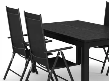 Monaco utomhus matgrupp förlängningsbart 150-250x90 med 4 Maggie positionsstolar - Svart/Grå - Products - Utemöbler & utemiljö - Utegrupp - Matgrupp utomhus