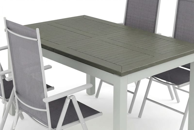 Monaco utomhus matgrupp förlängningsbart 150-250x90 med 4 Maggie positionsstolar - Vit/Grå - Products - Utemöbler & utemiljö - Utegrupp - Matgrupp utomhus