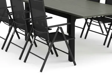 Monaco utomhus matgrupp förlängningsbart 150-250x90 med 6 Maggie positionsstolar - Svart/Grå - Products - Utemöbler & utemiljö - Utegrupp - Matgrupp utomhus