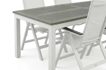 Monaco utomhus matgrupp förlängningsbart 210/310x90 med 6 Monaco Light positionsstolar - Vit/Grå - Products - Utemöbler & utemiljö - Utegrupp - Matgrupp utomhus