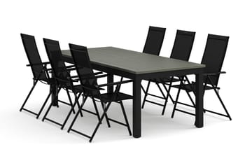 Monaco utomhus matgrupp förlängningsbart 210/310x90 med 6 Sanna positionsstolar - Svart/Grå - Products - Utemöbler & utemiljö - Utegrupp - Matgrupp utomhus