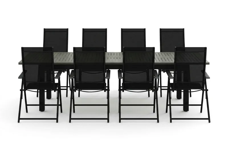 Monaco utomhus matgrupp förlängningsbart 210/310x90 med 8 Sanna positionsstolar - Svart/Grå - Products - Utemöbler & utemiljö - Utegrupp - Matgrupp utomhus