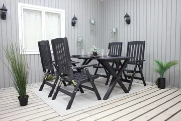 Oliver Matgrupp Utomhus 4 Utestolar - Grå/Svart - Products - Utemöbler & utemiljö - Utegrupp - Matgrupp utomhus