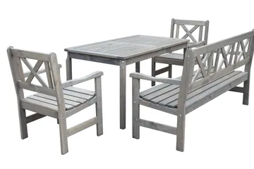 Olivo Matgrupp Utomhus + 2 Utestolar + Bänk Utomhus - Grå - Products - Utemöbler & utemiljö - Utegrupp - Matgrupp utomhus