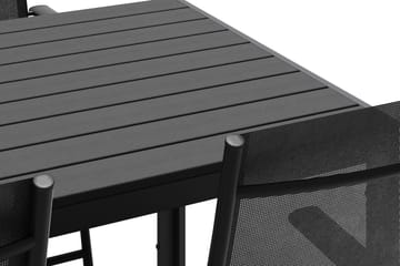 Siri Rektangulärt utebord 150 cm med 4 Sanna utestolar - Svart - Products - Utemöbler & utemiljö - Utegrupp - Matgrupp utomhus