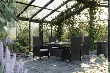 Thor Matgrupp Utomhus 140 + 4 Jenny Ställbar Fåtölj - Svart/Svart - Products - Utemöbler & utemiljö - Utegrupp - Matgrupp utomhus