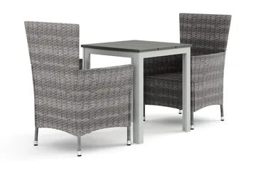 Tunis utomhus caféset 70x70 cm med 2 Thor utefåtöljer - Vit/Grå - Products - Utemöbler & utemiljö - Utegrupp - Matgrupp utomhus