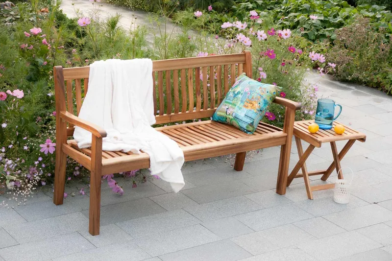 Bänk Utomhus FINLAY 150x61xH91cm trä: Akacia - Products - Utemöbler & utemiljö - Utesoffa - Trädgårdsbänk & utebänk