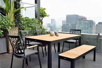 Portals Utebänk 143 cm - Svart/Trä - Products - Utemöbler & utemiljö - Utesoffa - Trädgårdsbänk & utebänk