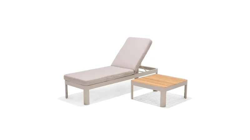 Portals Solsäng med Dyna 189 cm, Vit/Trä