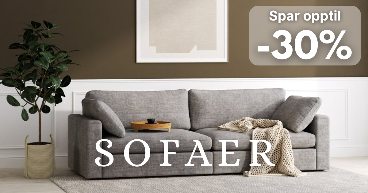 Ekstratilbud p sofaer  Opptil 30 %