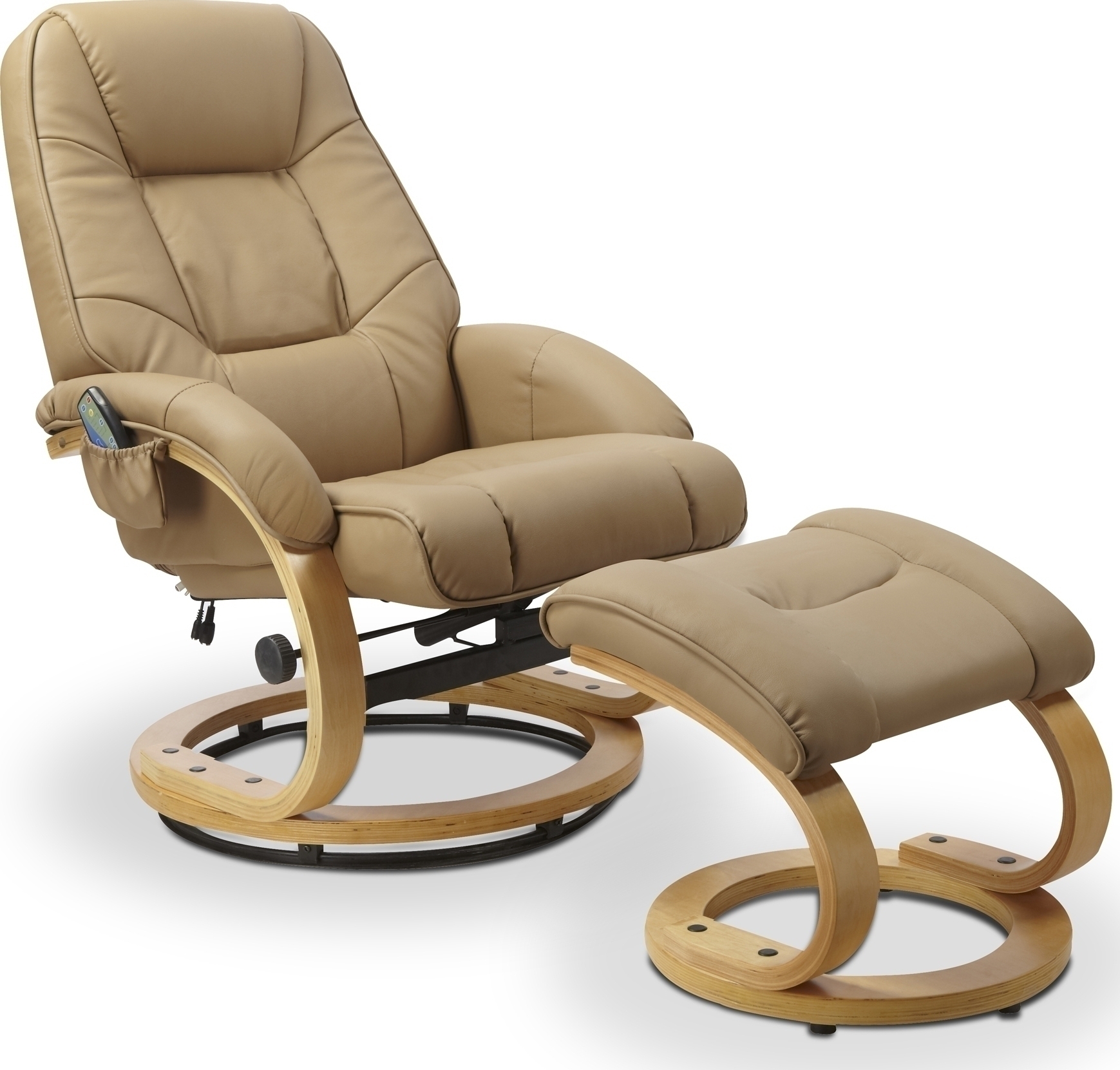 Lanzer massagelenestol med fotskammel - Lys beige + Tekstilpleie for m�bler