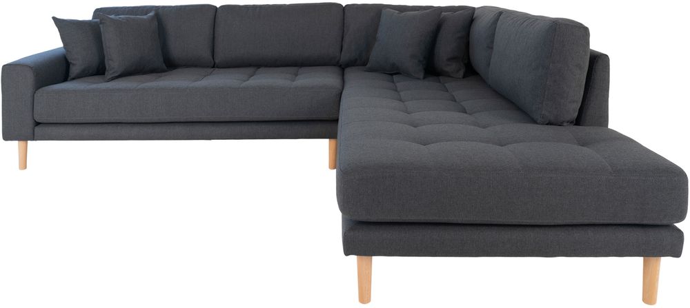 Lido Hj�rnesofa med �pen finish - M�rkegr�
