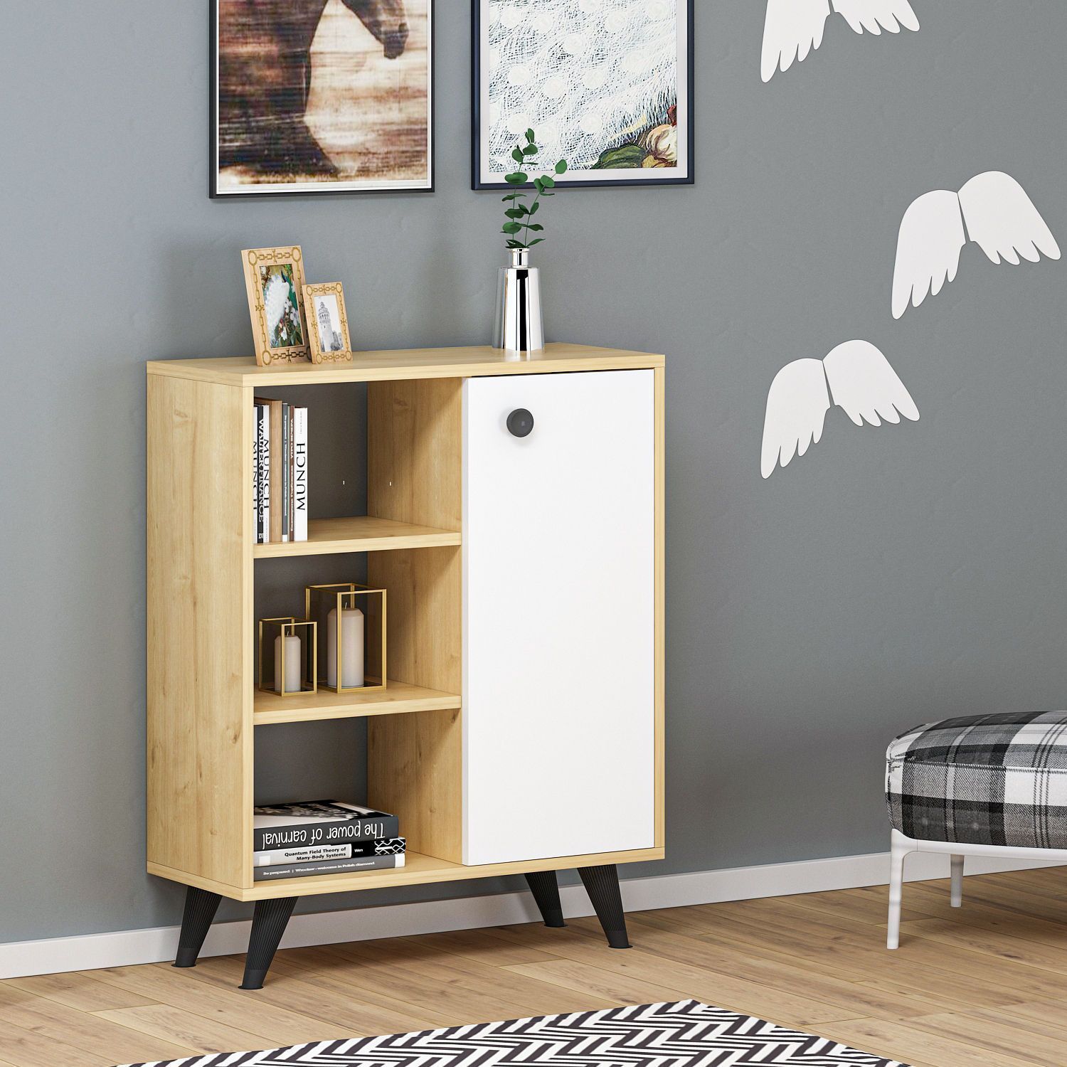 Athena skap - Safir/eik/hvit Athena skap - Safir/eik/hvit