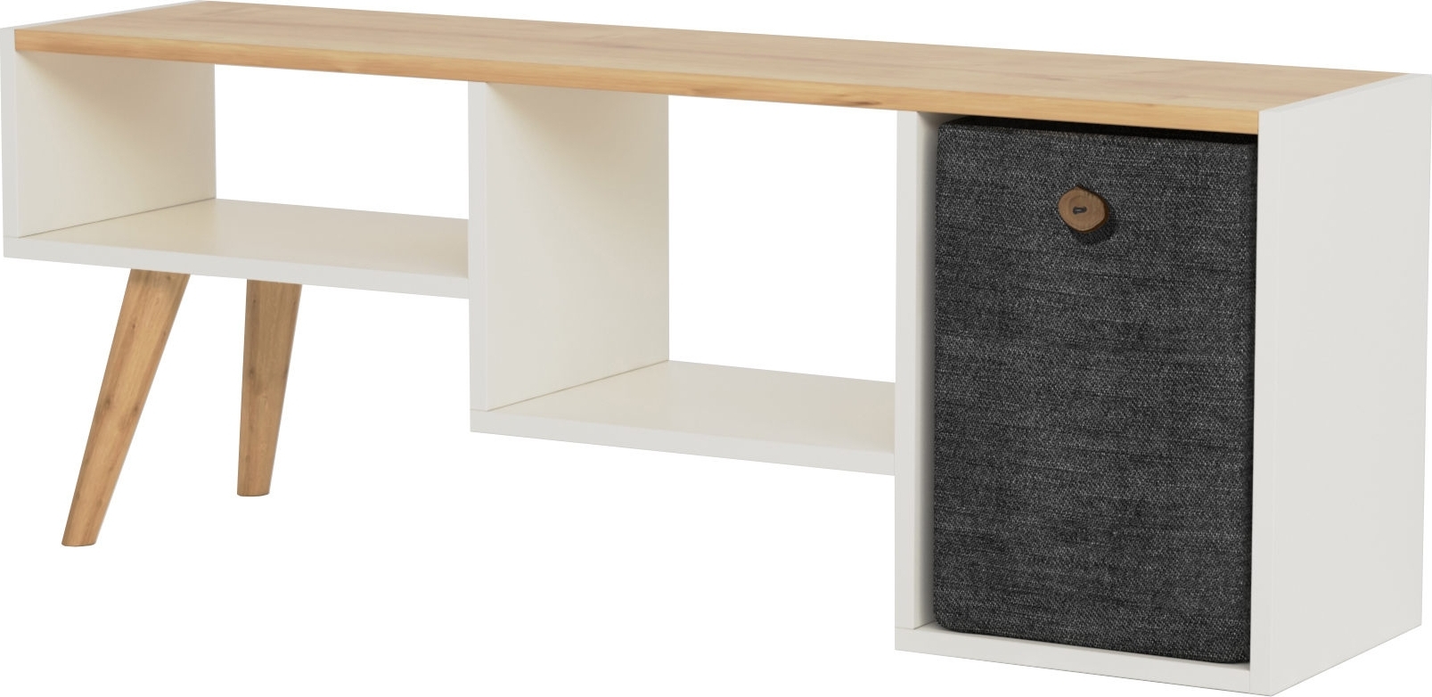 Gune mediabenk - Hvit/eik Gune mediabenk - Hvit/eik